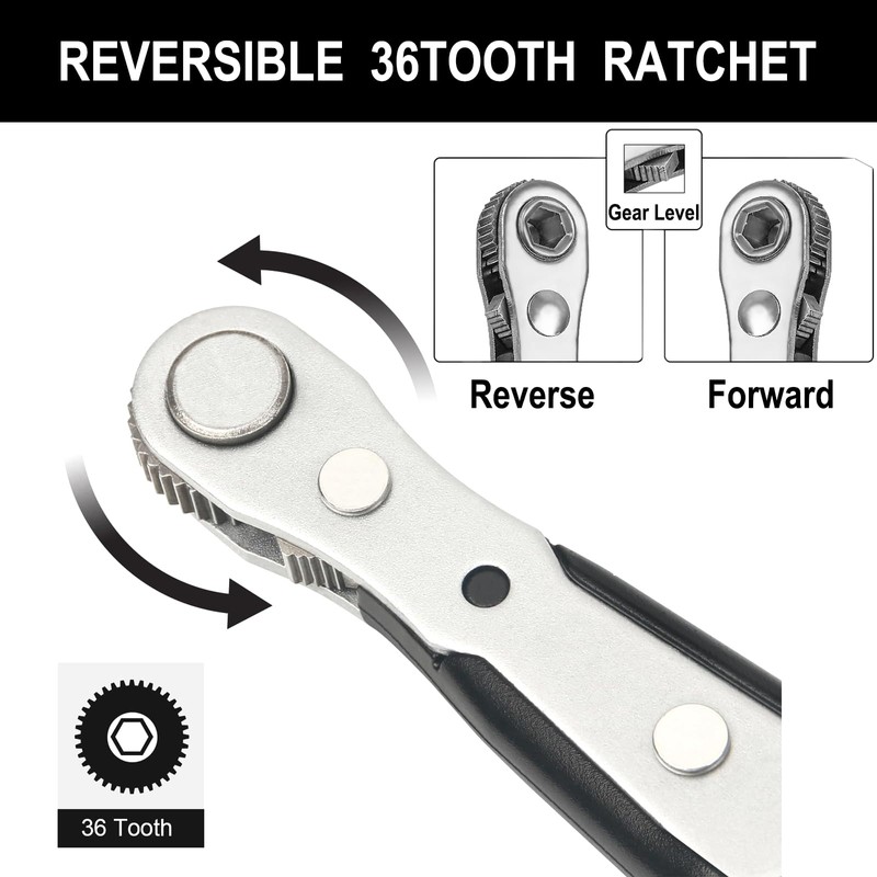 BAKESHU Mini Ratchet Screwdriver Set, Right Angle Screwdriver 1/4 inch,Short