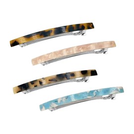 4 PCS French Hair Clips 3.9 inches Long Tortoise Shell Barrettes for Girls and Hair Slides for Women With Thick/Fine Hair