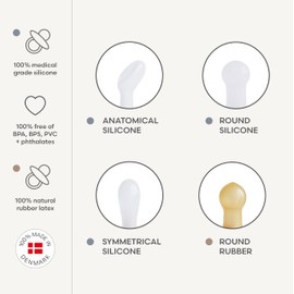 FRIGG Natural Rubber Baby Pacifier 6-Pack Endless Sea | Made in Denmark | BPA-Free (6-18 Months)