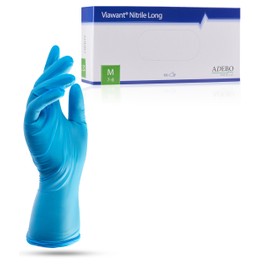 Viawant® Nitrile Long Disposable Nitrile Gloves M [Pack of 100] Hypoallergenic, Powder-Free & Latex Free - Extra Long - Tear-Resistant Disposable Gloves