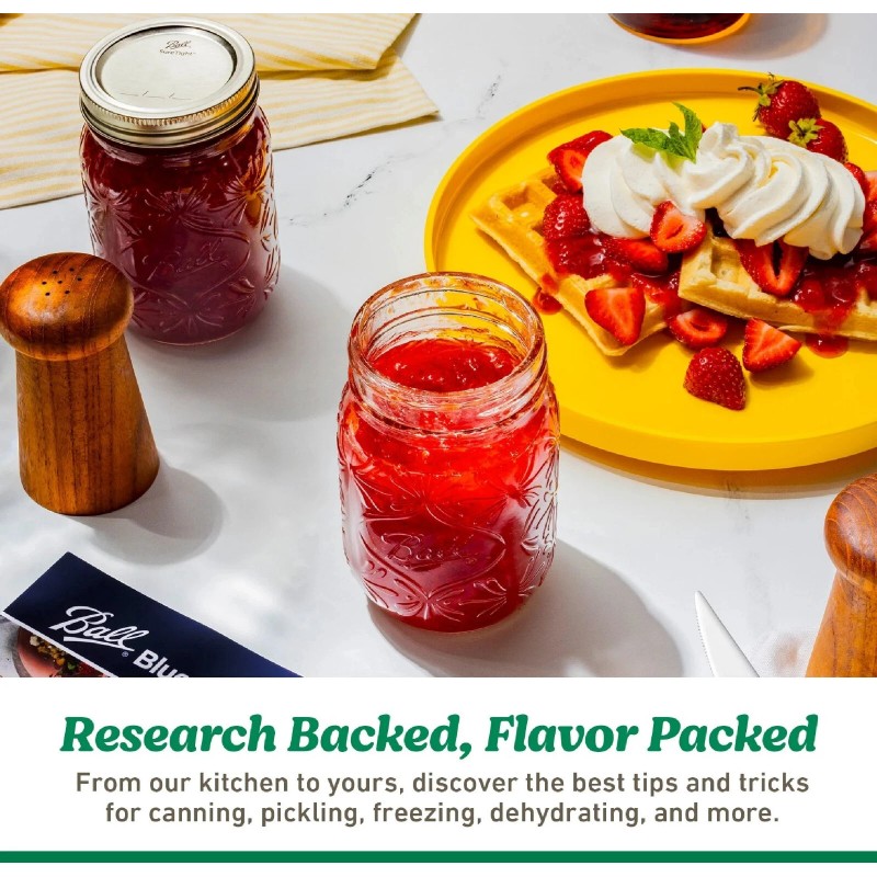 Ball Regular Mouth 16oz Pint Mason Jars with Lids &