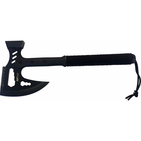 MTech USA MT-AXE14 Camping Axe, Black Stainless Steel, Cord-Wrapped Handle, 17.5-Inch Overall