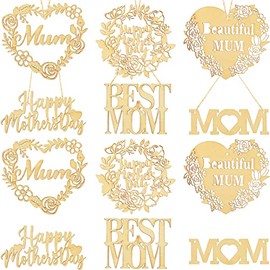 30 Pieces Mother's Day Crafts Wooden Ornaments Mother's Day Wood Cutouts Decorations Mothers Day Hanging Wood Ornament for DIY Craft Home Tree Decor