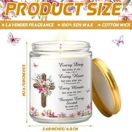 Frienda Christian Prayer Candle Religious Lavender Scented Candle Inspirational Christian Gifts for Women Bible Verse Candle Gifts Birthday Wax Candle for Home Sister Teacher Coworker(Bible)