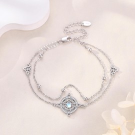 ONEFINITY Witches Knot Bracelet S925 Sterling Silver Witches Knot Celtic Moonstone Bracelet Nudo De Bruja Plata 925 Original Witchy Irish Jewelry for Women, Medium, Sterling Silver, no gemstone