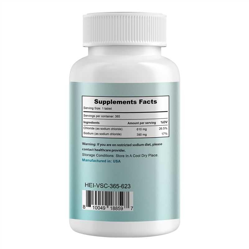 Heivy Sodium Chloride Tablets 1000mg - Pure Salt Tablets, 365