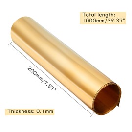 OLYCRAFT Gold Brass Sheet Roll Metal Foil Plate 0.1mm Brass Metal Thin Sheet for DIY Cutting Crafts Making 1000x200x0.1mm