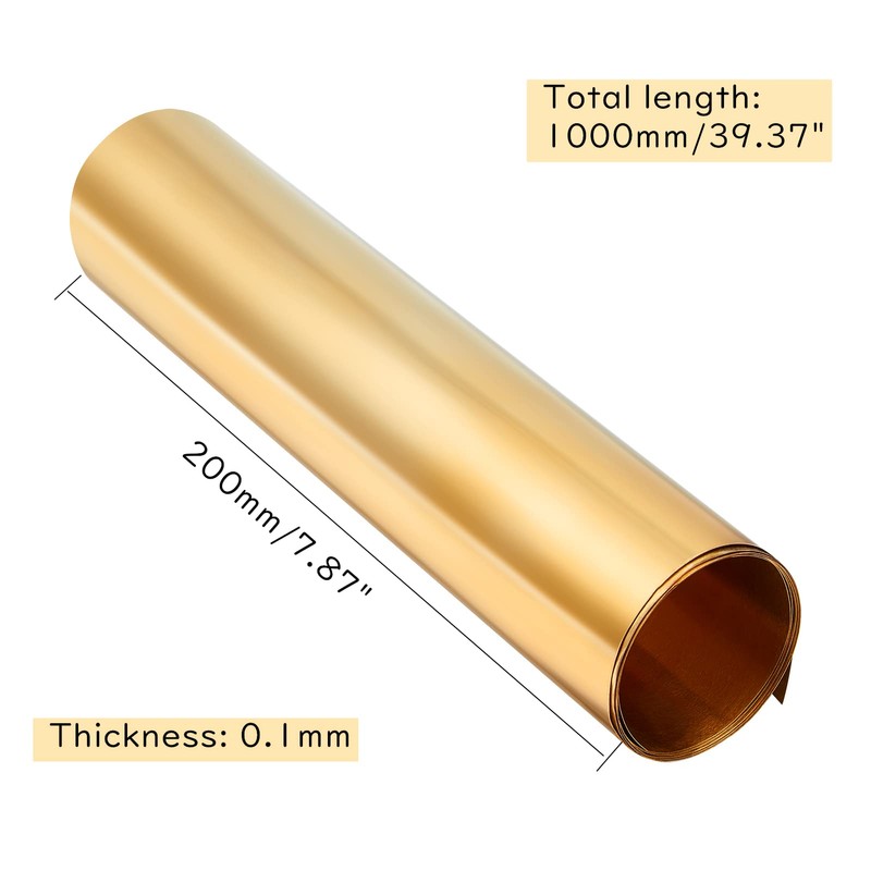 OLYCRAFT Gold Brass Sheet Roll Metal Foil Plate 0.1mm Brass