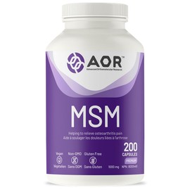 AOR MSM 1000mg, 200 Capsules - Methylsulfonylmethane MSM Supplement for Joint Comfort & Support - Pure & Organic MSM Vitamin - Promotes Healthy Skin & Eases Discomfort - Supports Overall Joint Health