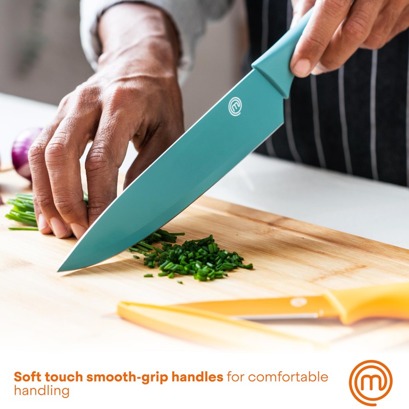 MasterChef Knife Block Set of 6 Kitchen Knives, Extra Sharp