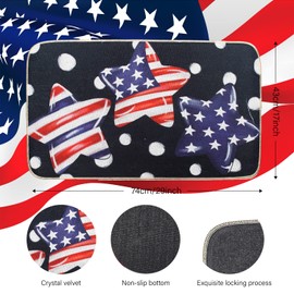 Quera Independence Day Star Door Mat for Indoor/Outdoor Bedroom Kitchen, Patriotic Welcome Doormat 4th of July Entrance, Low Profile Floor Mat 17 x 29 Inch Black