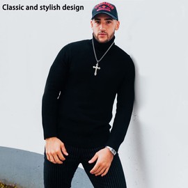 Bovickep Cross Neckalces for Men, Gold/Silver/Black Cross Necklace Box Chain Pendant Necklace, Gift for Dad Grandpa Husband - 24 inch