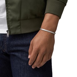 Fossil Men's Stainless Steel Silver-Tone Harlow Linear Texture Cuff Bracelet, Color: Silver (Model: JF04566040)
