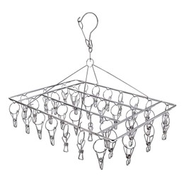 Mokife Clothes Sock Drying Rack with 36 Clips, Stainless Steel Underwear Dryer Swivel Laundry Hanger with Windproof Hook for Hanging Towels Bras Gloves Baby Clothes Indoor Outdoor