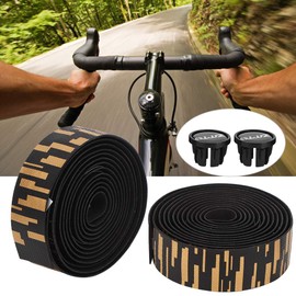 Kuuleyn Road Bike Handlebar Tapes Ztto Eva Pu Road Handlebar Tape Damping Sweat Absorption Breathable Bike Handle Bar Wrap Cycling Accessory (Gold Black)