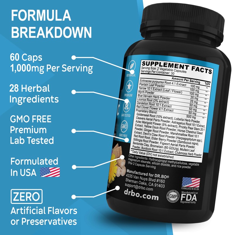 Lymphatic Drainage Supplements Pills - Lymphatic Support Total Herbal Cleanse