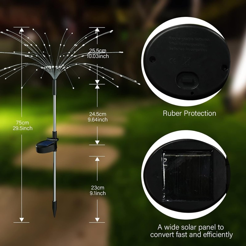 FOOING 4 Pcs Solar Garden Lights Solar Firework Lights, 480