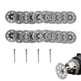 YAFIYGI 20Pcs 545 Cutting Wheel (22mm) and 4Pcs 402 Mandrel (3mm) Compatible with Discs Coated Rotary Tools Cut Off Stones Rocks and Metal Rotary Tool