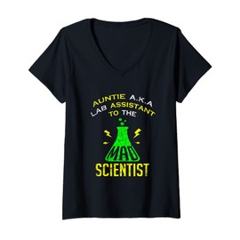 Womens Mad Scientist T Shirt Science For Auntie Aunt Women Costume V-Neck T-Shirt