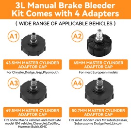 3L Brake Bleeder Kit, Manual Brake Bleeder Vacuum Pump Kit, Brake Fluid Bleeder Kit With 1l Brake Bleeder Bottle And 4 Master Cylinder Adapters, Brake Bleeding Kit Suitable for Most Vehicles