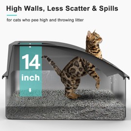 AIPERRO Stainless Steel Litter Box | XL Enclosed Cat Litter Boxs with Lid for Big Cats | High Sided, Anti-Urine Leakage | Non-Stick Bottom & Includes Litter Mat & Metal Scoop (Dark Gray, XX-Large)