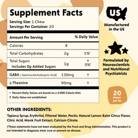 PYM Citrus Mood Chews Support for Stress, Worry & Overwhelm, 120 Count | 130mg GABA, 90mg L-Theanine | Vegan, Non-GMO, Gluten-Free, No Added Sugar | All-Natural Mood Balance Supplement Made in USA