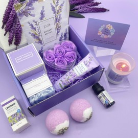 Pamper Hamper for Mum, Mum Birthday Gifts,Gift Set for Women, Unique Lavender Self Care Mummy Gifts, Best Mum Gifts, Relaxation Spa Bath Set for Her, Get Well Soon Gift Ideas for Mother