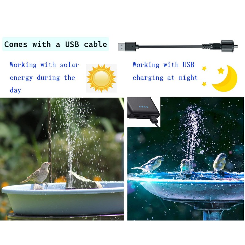 Lewisia 3-Tier Solar Cascade Hanging Bird Bath Fountain with Water