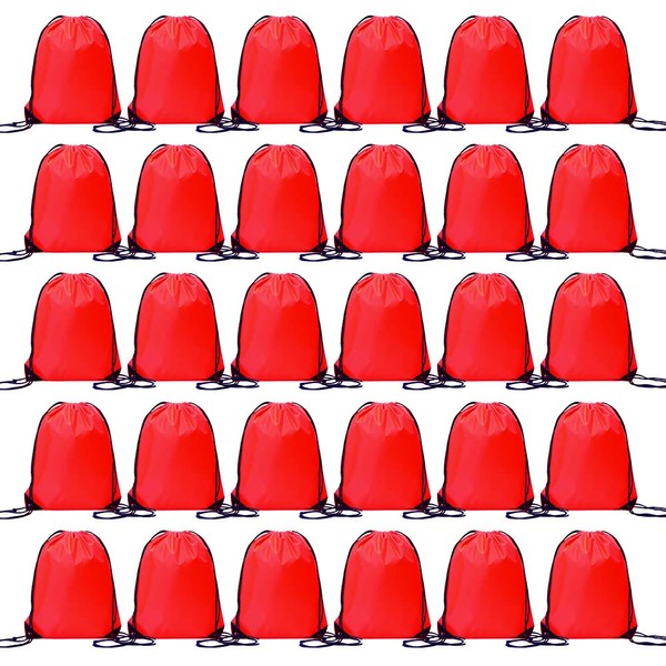 30 Pcs Drawstring Bags Bulk, Polyester Draw String Bags, Gym
