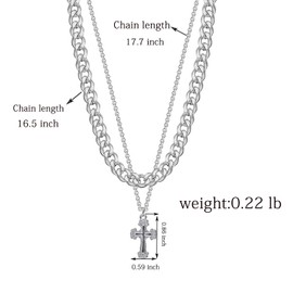 Double Layered Cross Necklace for Women Silver Personality Cuban Chain Hip-Hop Accessories Trend Clavicle Choker Chain Necklace