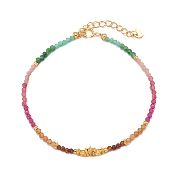 glairie Rainbow Beaded Bracelet for Women Men with Gold Plated