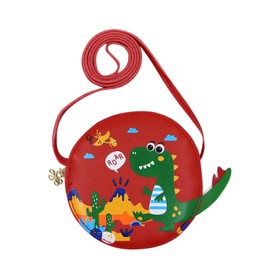 ZGMYC Cartoon Dinosaur Crossbody Purse for Boys Girls, Cute Round Shape Wallet Shoulder Bag for Toddlers Kids