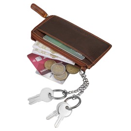 STILORD 'Ano' 3-in-1 Vintage Leather Key Pouch RFID Wallet Slim Card Case Key Case Money Pocket Card Holder Genuine Leather, Colour:luino - Brown