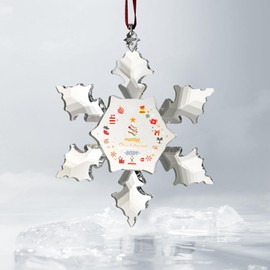 Christmas Crystal Ornaments 2024, Snowflake Ornaments with Pattern Christmas Tree Crystal Ornaments Hanging Crystal Pendant Home Hanging Decor (Merry Christmas)