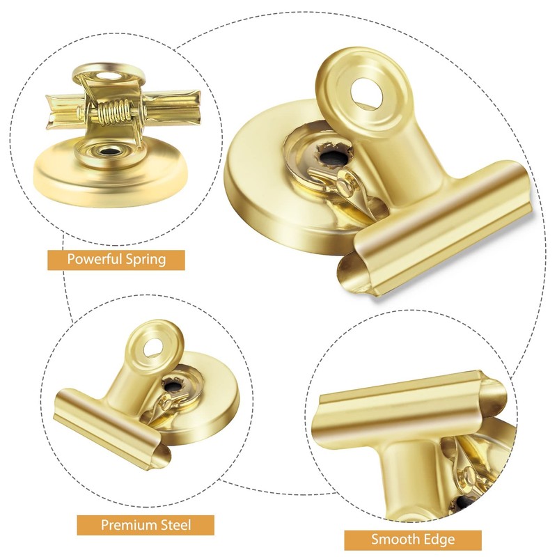Artcut 8 Pack Gold Magnetic Clips - Strong Fridge &