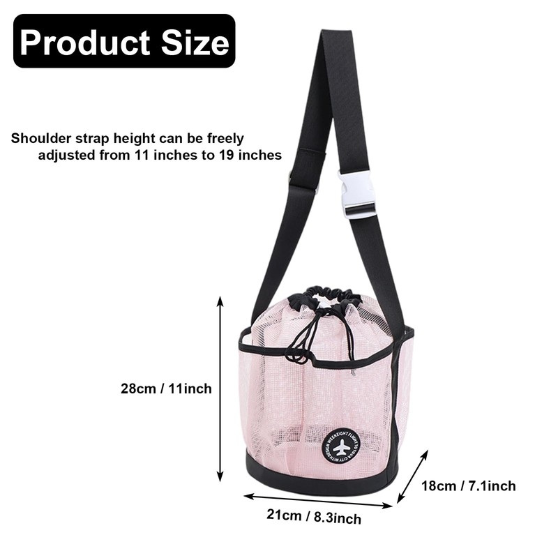 MIFENDUCT Portable Mesh Shower Caddy with Adjustable Strap (Pink)