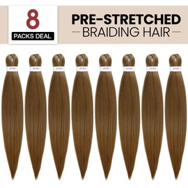 Pre-stretched Braiding Hair 16"-8 packs Professional Itch Free Hot Water Setting Synthetic Fiber Crochet Braiding Hair Extension Twist Braid(#27)