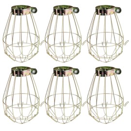 Simple 6-Pack Adjustable Industrial Clamp on Metal Bulb Guard Cage, Vintage Wire Lampshade for Pendant, Farmhouse Light Fixture, Vintage Lamp Shades and Hanging Lamp