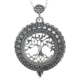 Artisan Owl Tree of Life 4x Magnifier Magnifying Glass Sliding Top Magnet Pendant Necklace, 30"