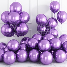 Metallic Purple Balloons, 30 Pack 12 Inch Shiny Purple Metallic Chrome Balloons, Glossy Vintage Dark Purple Thick Helium Balloons for Birthday Wedding Anniversary Engagement Shower Party Decorations
