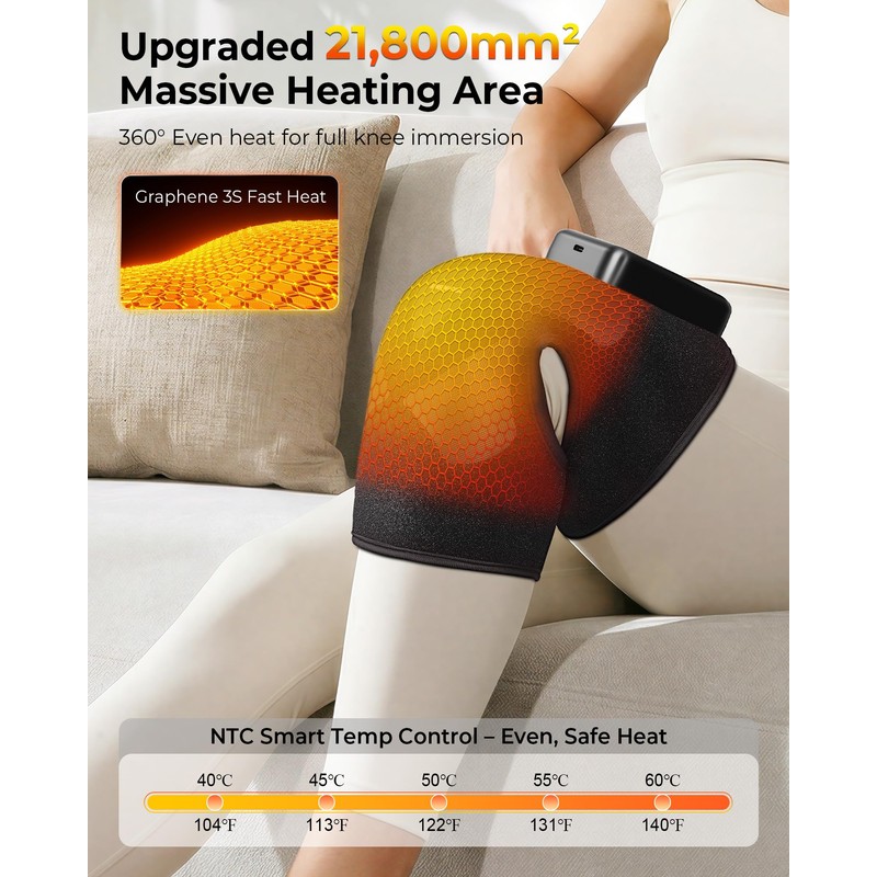 Cordless Knee Massager with Heat and Red Light Therapy, 2