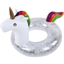 NEFUSI Unicorn Float, PVC with Glitter Glitter, Pool/Sea/SNS