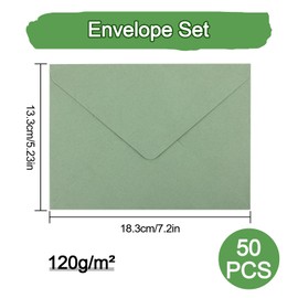 Maxmoc Briefumschläge, 50 Stück Umschläge mit Nassklebung, 120 g/m² Briefumschlag Kuvert für Grußkarten, Hochzeit Einladung, Geburtstagskarten Briefkuvert (Grün, 13,3 x 18,3cm)