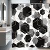 deFouliao Black Shower Curtain Modern Abstract Geometric Grid Bathroom Curtain