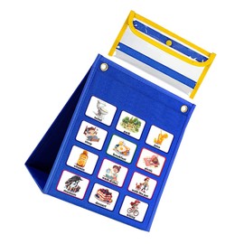 SEWACC Multifunctional Chores Chart with Yellow Pocket Visual Daily Schedule for Morning Routine and Responsibility Planner Wall Hanging for Autism and Home Use