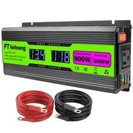 900W Power Inverter 12V DC to 110V/120V AC Converter with LCD Display and 2 USB Ports for Car Truck Family Solar System RV Truck Road Trip