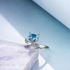 AOBOCO Sterling Silver Fox Ring for Women, Simulated Aquamarine Birthstone