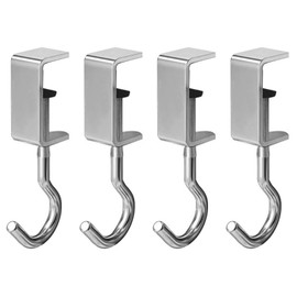 EsiFare Hook Clamp, Set of 4, Adjustable Table Hooks, Range Approx. 0.2 - 0.6 inches (0.5 - 1.6 cm), Desk Hook, Luggage Hanger, Bag Hook, Rotating, Under Cabinet Hanger, Strong Load Capacity, Under