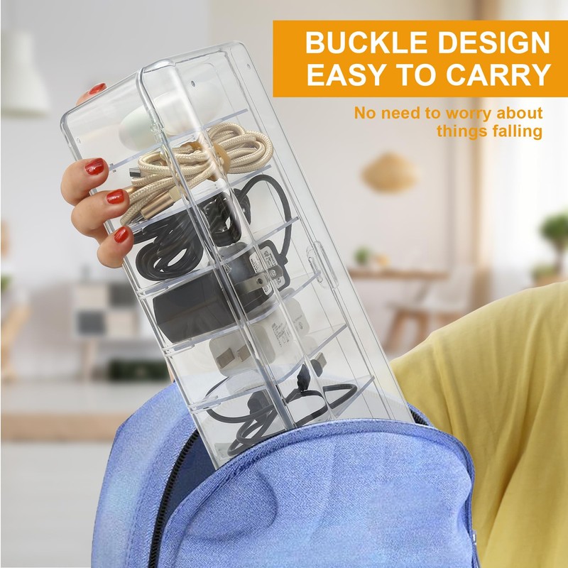 Clickinline 2 Pack Cable Organiser Box, Cable Tidy Box With