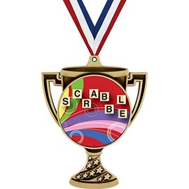 Scrabble Trophy Cup Medal Gold, 3" Scrabble Board Games Prizes, Kids Scrabble Trophy Medal Awards 10 Pack